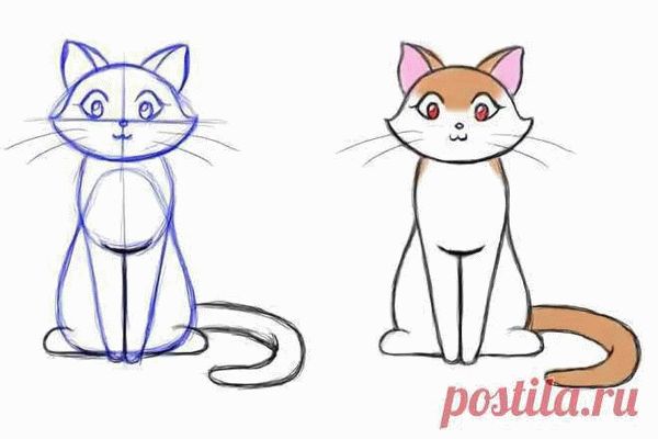 Рисуем красивую кошку гелевыми ручками