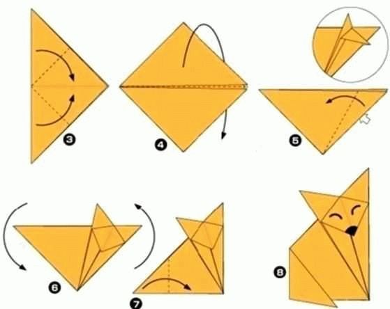 Оригами лиса из бумаги: схемы и описание