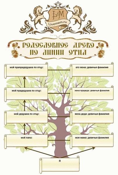 Шаблон родословного дерева для заполнения на английском